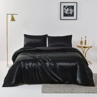 Satin Quilt cover Set Hotel 3 Pieces Quilt cover with Pillowcase, Art Silk Bedding Set-Luxury Soft Silky pillowcase for Hair and Skin, Similar to Silk