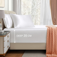 Satin Fitted Sheet Set Hotel 3 Pieces Fitted Sheet with Pillowcase, Art Silk Bedding Set-Luxury Soft Silky Sheets for Hair and Skin, Similar to Silk F