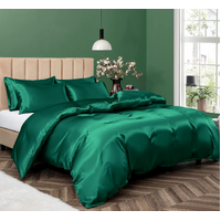 Satin Quilt cover Set Hotel 3 Pieces Quilt cover with Pillowcase, Art Silk Bedding Set-Luxury Soft Silky pillowcase for Hair and Skin, Similar to Silk