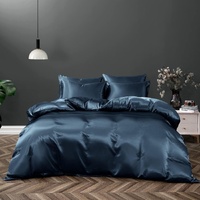 Satin Quilt cover Set Hotel 3 Pieces Quilt cover with Pillowcase, Art Silk Bedding Set-Luxury Soft Silky pillowcase for Hair and Skin, Similar to Silk