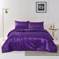 Satin Quilt cover Set Hotel 3 Pieces Quilt cover with Pillowcase, Art Silk Bedding Set-Luxury Soft Silky pillowcase for Hair and Skin, Similar to Silk