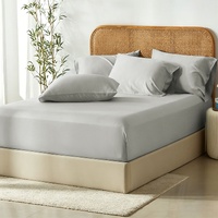 3 Piece Hotel Bamboo Cooling Fitted Sheet Set & Pillowcase -Ultra Soft 2000TC Breathable Fitted Bed Sheets Set with 37 Centimetre Deep Pocket-Cooling 