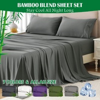 4 Piece Hotel Bamboo Cooling Sheet Set -Ultra Soft 2000TC Breathable Bed Sheets Set with 37 Centimetre Deep Pocket-Cooling Sheets for Hot Sleepers(Gre