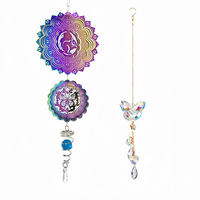 3D Stainless Steel Wind Spinner with Spiral Tail & Butterfly Crystal Sun Catcher, Hanging Metal Wind Chimes for Women Gift, Indoor/Outdoor Decor, Yard