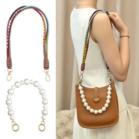 Mini Bag Replacement Thin Shoulder Strap with 2 Adapters for Longchamp,Imitation Pearl Bead Purse Handle Strap Bag Charms Handbag Chain Accessories De