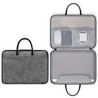 14 Inch PU Leather Laptop Bag, Portable Waterproof Laptop Case, Full Opening and Closing Sleeve Handbag, Briefcase for MacBook Air, Ipad, Business Tra