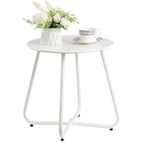 Metal Outdoor Side Table – Round Patio Table, Rust-Resistant Small End Coffee Table for Balcony, Garden, Porch, Living Room & Bedroom – Portable Accen
