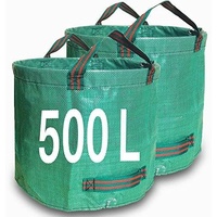 500L Yard Waste Bags 2 Pack, Heavy Duty Garden Waste Bags with Reinforced Handles, Large Reusable Leaf Bags for Lawn Leaves Grass Yard Debris Storage 