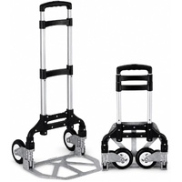 Folding Hand Truck, 1 Pack Portable Dolly Cart with Telescoping Handle, Lightweight Aluminum Alloy Foldable Hand Truck with Solid Rubber Wheels, Compa