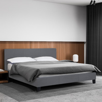 Milano Sienna Luxury Solid Wood Bed Frame Single Grey Padded Linen