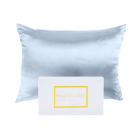 Royal Comfort Mulberry Silk Pillowcase Twin Pack 51x76cm Soft Blue