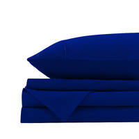 Royal Comfort Vintage Washed 100% Cotton Sheet Set Double Royal Blue