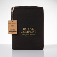 Royal Comfort Vintage Washed 100% Cotton Single Quilt Cover Charcoal