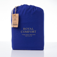 Royal Comfort Vintage Washed 100% Cotton King Quilt Cover Royal Blue