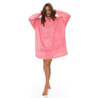 Royal Comfort Snug Hoodie Nightwear 750GSM Coral Fleece Pink