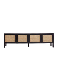 Casa Decor Tulum Rattan TV Entertainment Unit Cabinet Storage Black