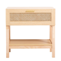 Casa Decor Santiago Rattan Bedside Table Nightstand Drawers Oak