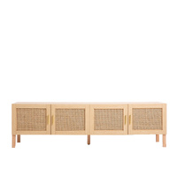 Casa Decor Santiago Rattan TV Entertainment Unit Cabinet Storage Oak