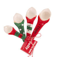 Bread and Butter Gnome Measuring Spoons 4 Pack Green Red White