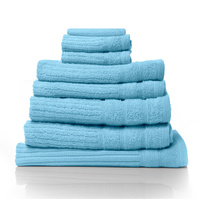 Royal Comfort Eden Egyptian Cotton 600GSM 8 Piece Towel Set Aqua