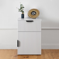 European Cabinetry Porto Bedside Table White Fluted Black Pull