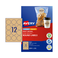 Avery Round Brown Label 60mm 12Up 15 Pack