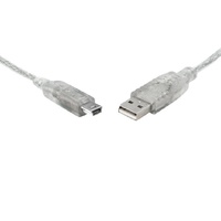 8WARE USB 2.0 Cable 1m A to Mini-B Transparent