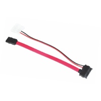ASTROTEK Slim SATA Cable 50cm Red 6 Pin + 7 Pin Connector