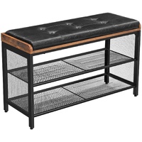 Shoe Bench 5-Tier Mesh Shelf Vintage Brown Black 80cm