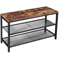 Shoe Rack with 2 Mesh Shelves - Rustic Brown and Black