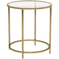 Gold Round Side Table with Metal Frame