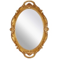 Oval Antique Gold Hanging Wall Mirror 25 x 38cm Vintage