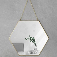 Hexagon Hanging Wall Mirror Decor Gold