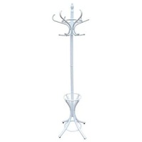 White Wooden Coat Rack Stand 12 Hooks Walnut