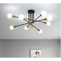 VIKUS Modern Black Gold 8 Light Ceiling Light