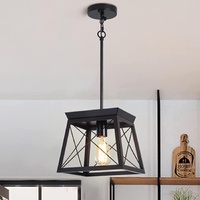 VIKUS Farmhouse Rustic Black Pendant Light Lantern Chandelier
