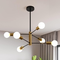 VIKUS Sputnik Chandelier Modern Industrial 6-Light Black Gold