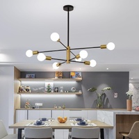 VIKUS Sputnik Chandelier Modern Industrial 8-Light Black Gold