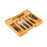 CARLA HOME Large Bamboo Expandable Drawer Organizer Knife Block