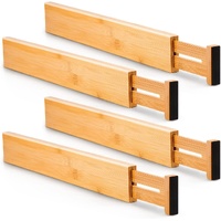 4 Pack Bamboo Adjustable Kitchen Drawer Dividers (Large, 44-55 cm)