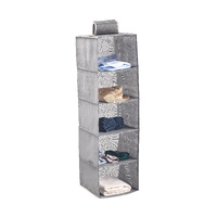 5 Tier Shelf Hanging Closet Organizer and Storage for Clothes (Grey)