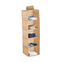 CARLA HOME 5 Tier Hanging Closet Organizer Storage Beige