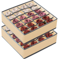 CARLA HOME Set of 2 Fabric Drawer Organizer Storage Boxes Beige