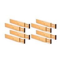 CARLA HOME 8 Pack Bamboo Adjustable Kitchen Drawer Dividers 44-55cm