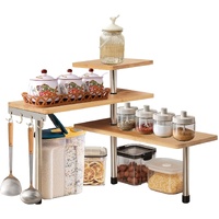 CARLA HOME 3 Tier Corner Shelf Kitchen Spice Rack Organiser with Hooks