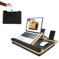 CARLA HOME Bamboo Laptop Lap Desk Cushion Angle Adjustable Sleeve Case