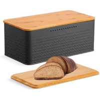 CARLA HOME Bread Bin Bamboo Lid Chopping Board