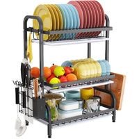 CARLA HOME 3-Tier Dish Drying Rack with Utensil & Cutting Board Holder