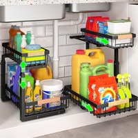 CARLA HOME 2-Tier Under Sink Organiser Storage with Adjustable Height