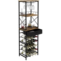 CARLA HOME Freestanding Wine Rack 20 Bottles Wood & Metal Frame